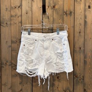 American Eagle Distressed White Shorts